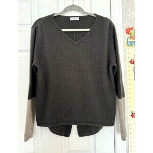 Knyt & Lynk 100% Cashmere Women’s Medium Sweater Tan Grey V Neck